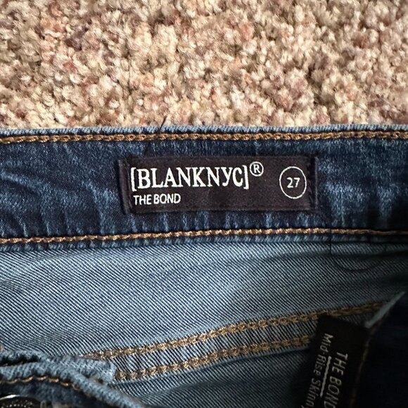 Blank NYC The Bond Mid Rise Skinny Distressed Women's Blue Jeans Size 4/27 - Picture 4 of 5